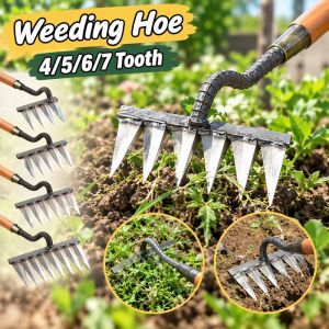 Metal Steel Weeding Hoe Rake 4/5/6/7 Tooth Harrow Agricultural Gardening Tool Loose Soil Level Ground Durable Farm Scarifier No Handle