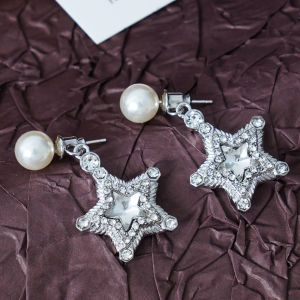 Fashionable Ring Gift 韩系锆石星星吊坠珍珠耳环女冷淡风时尚气质绝美个性高级百搭耳饰