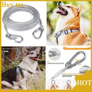 [Buytra] สายจูงสุนัขสองหัวเชือกมัดพร้อมหัวเข็มขัดโลหะสายเหล็กป้องกันสนิมปลอกคอฝึกสุนัขกลางแจ้ง