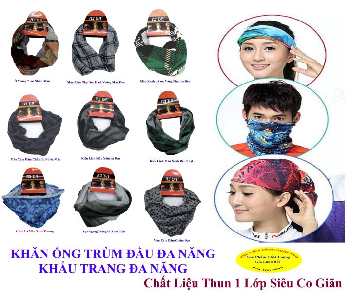 Khăn ống trùm đầu đa năng Khẩu trang đa năng In hình Chất liệu vải siêu ...