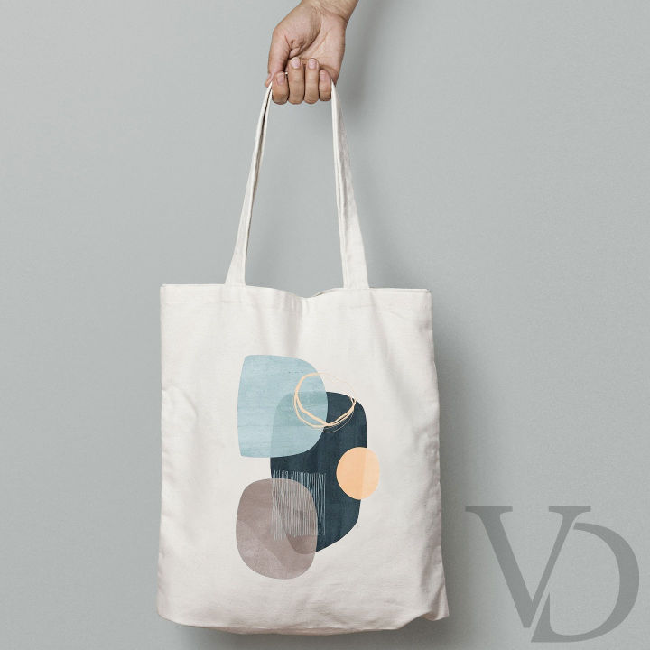 TOTE BAG BAHAN KANVAS MOTIF ABSTRACT ART TERBARU AESTHETIC TOTE