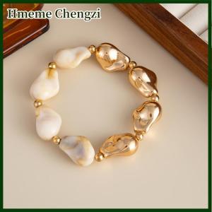 Hmeme Simple Baroque Irregular Resin Bracelet Bohemian Colorful Beads Bracelet Splicing Bangle Daily Charm Jewelry Accessories Gifts