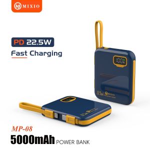MIXIO MP-08 5000mAh Powerbank Mini 20W With Kabel Fast Charging Lightning & Type C For Iphone/Android