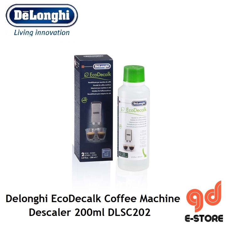 DeLonghi EcoDecalk DLSC202 Descaler 200ml Easy Cleaning Set Perfect  Descaling Lotion for Coffee Machines Quality Maintenance Replace DLSC200