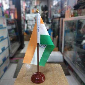 INDIA อินเดีย ธง ธงเดี่ยว ธงตั้งโต๊ะ International Flag ขนาด 14×20cm เสาขนาด เส้นผ่านศูนย์กลาง 7.5cm สูง 35cm Flag ไรท์สาระกับครูแว่น Tec40store