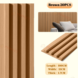 Solid Wood Wall Panel Waterproof Ecological 3D Wallpaper Wood Grille Board Fluted Wallsticker TV Background fluted wall panel Wall Sticker for Room Decoration