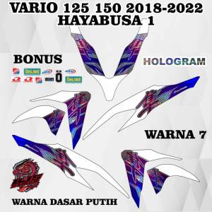 stiker striping sticker hologram vario 125 150 esp tahun 2018-2022 hayabusa 1 dasar putih