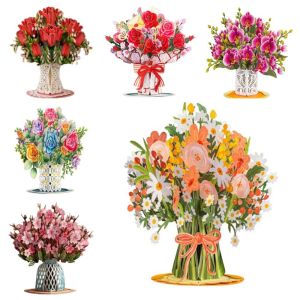 MACRAMEX with Sticky Note Card Cherry Blossom Pop Up Card 3D Design Detachable Paper Flower Holiday Cards Unique Flower Bouquet Card Birthday Gift