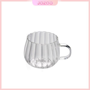 Jozoo Striped Glass Cups Pumpkin Shape Mug Transparent Water Tea Milk Juice Cup