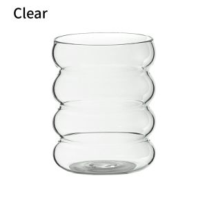 400ml Corrugated Glass Cup Coffee Milk Cup Cute Circle Cup Juice Milk Cup Japanese Style