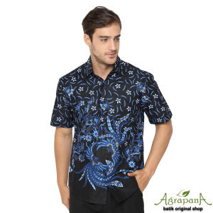 AI1C Agrapana Original Abhitah Hem Kemeja Baju Batik Pria Terbaru Couple Pasangan Lengan Pendek Cowok Slimfit Modern Pekalongan Kapel Anak Muda Mewah Dewasa Kondangan Asli Laki laki Slim Fit Kerja Premium Ori