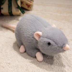SKJK Stuffed Animal Mouse Plushie Doll Sleep Pillow Mascot Peluche Simulation Mouse Plush Pet Toy Lifelike Stuffed Rat Birthday Gift