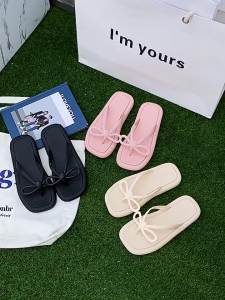 [Free Shipping] Summer Bowknot Flip-Flops For Women Fashionable And Versatile Ins Style Student Beach Sandals