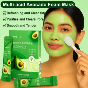 Masker Busa Alpukat Asam Kompleks Anti Komedo Pembersihan Mendalam Menyempurnakan Pori-Pori Pelembab Alami untuk Kulit Kusam Masker Gelembung