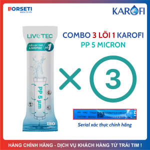 Combo 3 Lõi Số 1 PP 5 Micron Karofi (KHÔNG PHẢI COMBO 123) - Cấu tạo từ sợi bông ép Polypropylen giúp loại bỏ chất bẩn có kích thước trên 5 Micron thay sau 3-6 tháng sử dụng