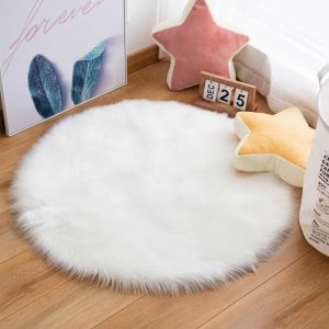 JIYAN2866 30/50/70cm Plush Round Carpet Round Long Plush Artificial Wool Rug Soft Fur Hairy Carpet Bedroom