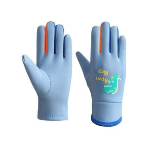 LIWU Họa tiết khủng long Găng tay mùa đông cho trẻ em Miếng dán cảm ứng màn hình Mềm mại Găng tay đạp xe cho trẻ em  Chống gió Găng tay trẻ em Đi xe ngoài trời