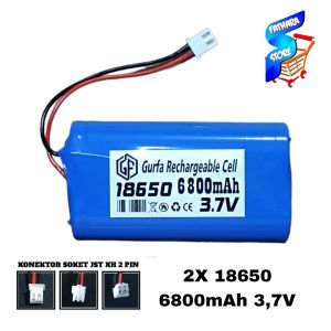 Baterai Rakit Type Li-ion 18650 6800mAh 37V Soket Putih  / XH Isi 2x Baterai 18650