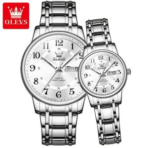OLEVS 2891 Couple Luxury Minimalist Calendar Waterproof Luminous Date Week Sport Wrist Watches Quartz Watch
