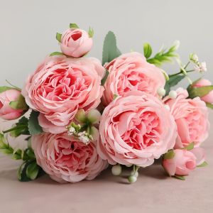 LUXELU 5 Đầu Bông Hoa Hạnh Phúc Thực Sự Mini 7 màu sắc Hoa Ngày Valentine  Quà tặng ảnh  Hoa hồng trang trí Đồ trang trí nhà cửa