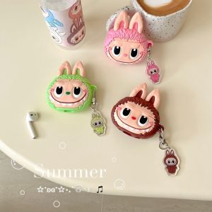 For Apple Airpods Pro 2 Cartoon cute Pink Green Brown labubu three-dimensional protective cover Air Pods 3 earphone cover Apple Air Pods silicone protectivecase