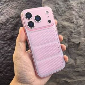Transparent Ultra Thin Mesh Heat Dissipation Case For iPhone Air 17 16 15 Pro Max Plus Camera Protection Frosted TPU Soft Cover