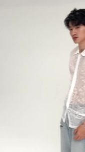 INCERUN Oversized Polo for Men Short Sleeve Casual Loose Shirt Lace Fabric See-through Korean Shirts Premium Quality