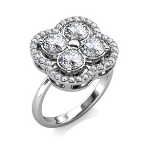 Her Jewellery Elegant Clover Spinning Ring - Luxury Crystal Embellishments plated with 18K Gold
