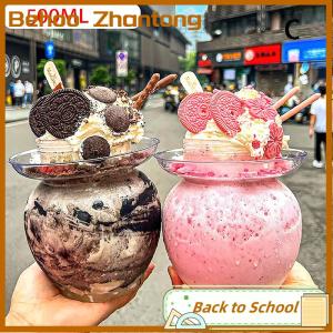 Behoo 500ml PET Container Kimchi Jar Water Bottle Milk Tea Drinking Cup Portable Bottle Kitchen Water Bottle Home