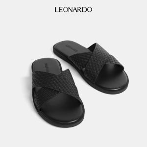 Leonardo Dép Nam Luke Quai Ngang Da Microfiber Nhân Tạo Cao Cấp Thiết Kế Tối Giản Minimalism Siêu Êm Ái