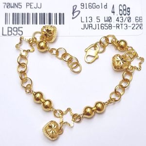 JIN JING RANTAI TANGAN BUDAK EMAS 916 4.56g/4.68g