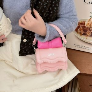 STMEN Chain Mini Bow Crossbody Bag Solid Color PU Leather Sweet Shoulder Bag Simple Coin Purse Children Handbag Children