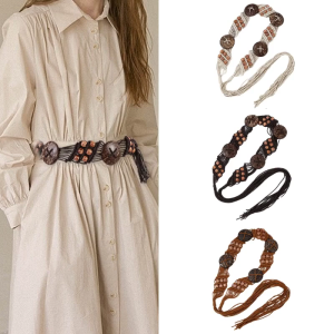 Vintage Belt Bohemian Tassels Waist Belt Self Knotted Waistband InsStyle Dress Decorative Belt Girl Women Accessories