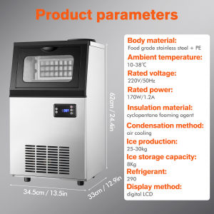 🔥🔥CHRIS Electric Ice Maker Machine Mesin Ais Batu Ice Cube Maker 150Kg/24H Making Ais Ice Making Machine 制冰机 Pembuat ais batu 制冰機