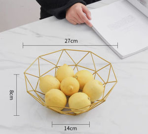 [Local Stock] Gold Modern Nordic Fruit Basket Desk Coffee Living Room Dining Table Accessories Organiser
