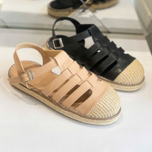 Sandal Rọ Đan Cói Raffia MERLY 1657 Chính Hãng Big Size 35-43 Sandal Nữ Bệt Đi Biển Bít Mũi 2 Màu Kem Cát Đen