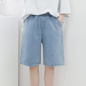 กางเกงยีนส์ขาสั้น ดูดความชื้นและระบายอากาศได้ กระโปรงยีนส์ ขากว้าง โชว์ขาตรง ดูสูงขึ้นและผอมลง