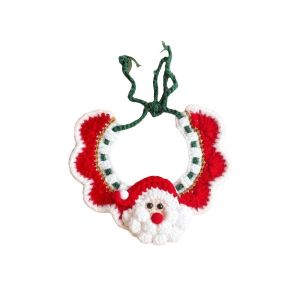 SLIGHTDELVE Yarn Christmas Pet Neckwear Red Bowknot Jingle Bell Dog Knitted Collar Creative Pet Cap Handmade Style Cat Santa Hat Holiday Photoshoot