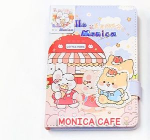 BUKU DIARY PU LEATHER JOURNALING SCARPBOOK HARDCOVER KANCING MAGNET MOTIF ANIME LUCU CATATAN HARIAN BUKU MEMO ISI 112 LEMBAR BERWARNA