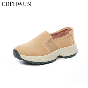 CDFHWUN รองเท้าโลฟเฟอร์สำหรับผู้หญิงขนาดใหญ่35-43รองเท้าผู้หญิงหนังเพิ่มขี้เกียจรองเท้าลำลอง