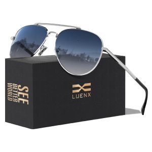 LUENX Kacamata Hitam Aviator Sunglasses for Men Women Polarized Driving Classic Shades - UV 400 Protection with Accessories 60MM Original Sunglasses 2610-4