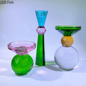 Colorful Crystal Candle Holders Desk Decoration Romantic Candlestick Wax Melt Burner Transparent Candle Stand Modern Home Decor2026