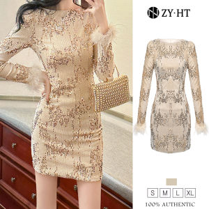 ZYHT EraVogue Đầm Váy nữ váy kem váy dài tay váy nhung váy sequin váy xã hội cao váy cổ điển váy sự kiện váy dự tiệc váy Pháp 40163