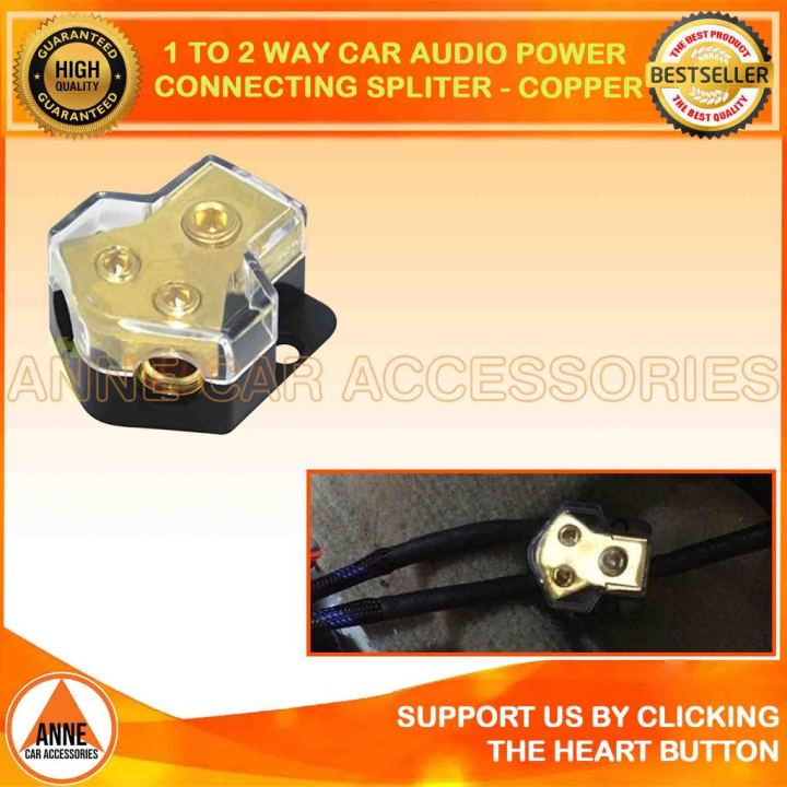 100A 2-Way Car Audio Fuse Holder Distribution Block - With LED Display, 1/0 & 4 Gauge Inputs