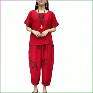 ชุดฤดูร้อน ฤดูร้อนวัยกลางคน ชุดสูทลําลอง ทันสมัยและลําลอง ผ้าชีฟอง ระบายอากาศได้ดี สง่างาม สะดวกสบาย