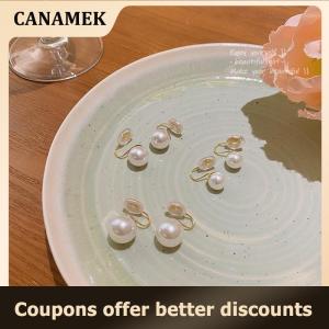 【 CANAMEK 】 Pearl Ear Clip Fashion Without Ear Hole Earings Simple Ear Cuff Fake Fashion Jewelry Sweet Earings For Women