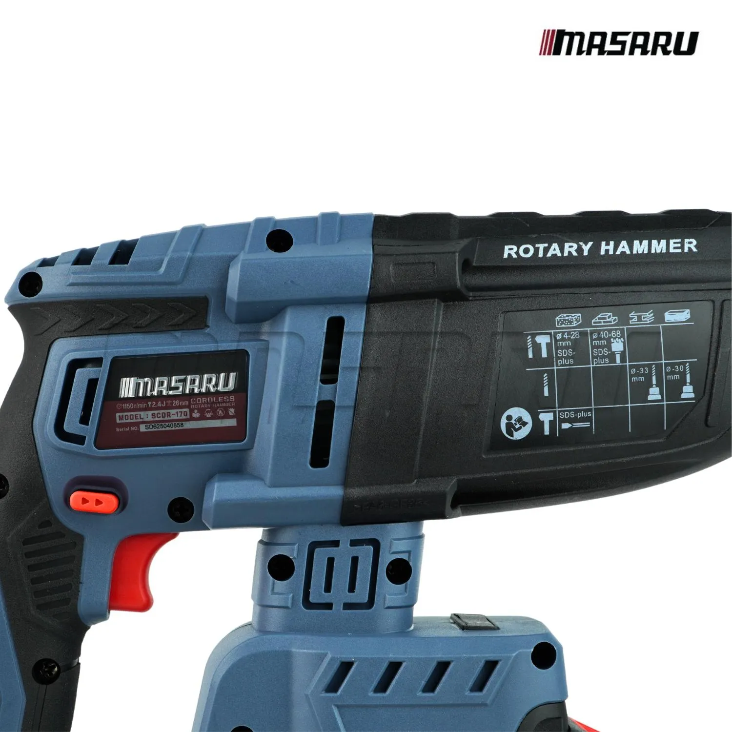 MASARU รุ่น SCDR-170 สว่านโรตารี่ไร้สาย 20V มอเตอร์ Brushless เจาะปูน สกัดคอนกรีต แถมดอกเจาะ ดอกสกัด