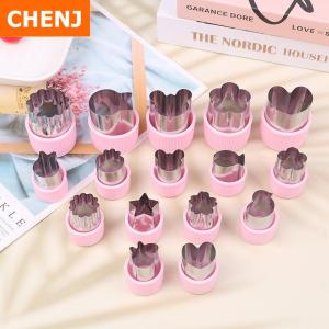 [COD] CHENJ KITCHEN 1PC Various Shapes Vegetables Cutter Plastic Handle Portable Cook Tools Pink Stainless Steel Fruit Cutting Die Kitchen Gadgets