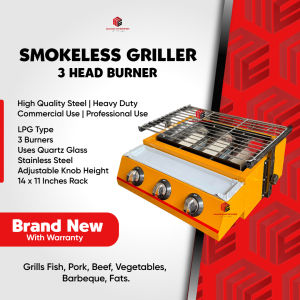 ETON BBQ Grill Smokeless Barbecue Griller 3 Heads