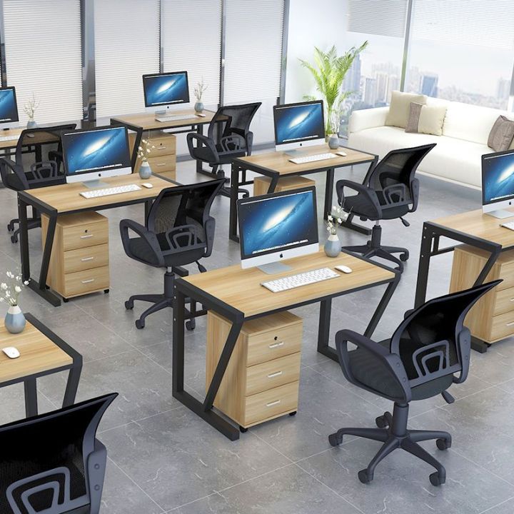 Staff Desk Side by Side Double Desk Single Row Double Row TwoSeat Computer Desk Horizontal Wall